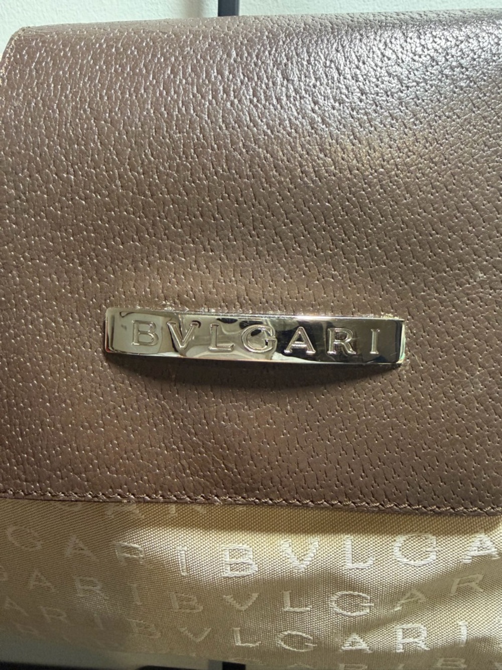 Bulgari Beige and Brown Logo Shoulder Bag with sealed COA - Picture 2 of 10